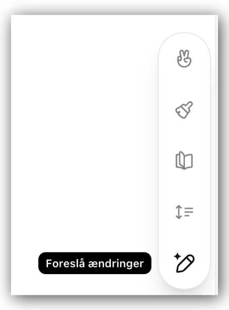  Genvejsmenu i ChatGPT Canvas med blyantikon 